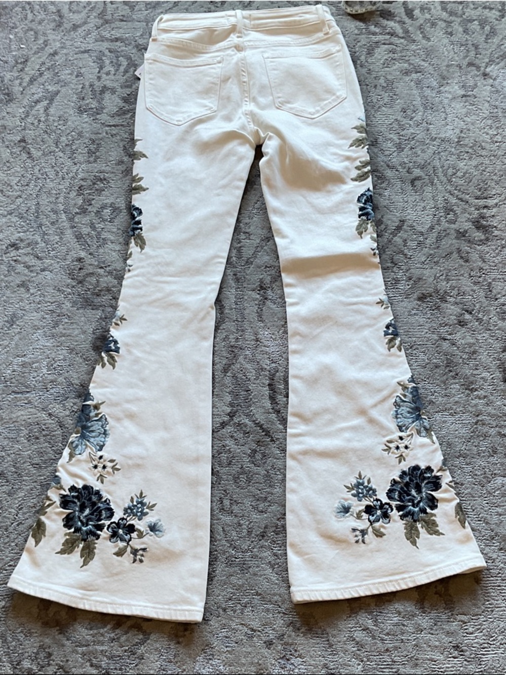 DRIFTWOOD White Jeans with Blue Floral Embroidery - Picture 9 of 10